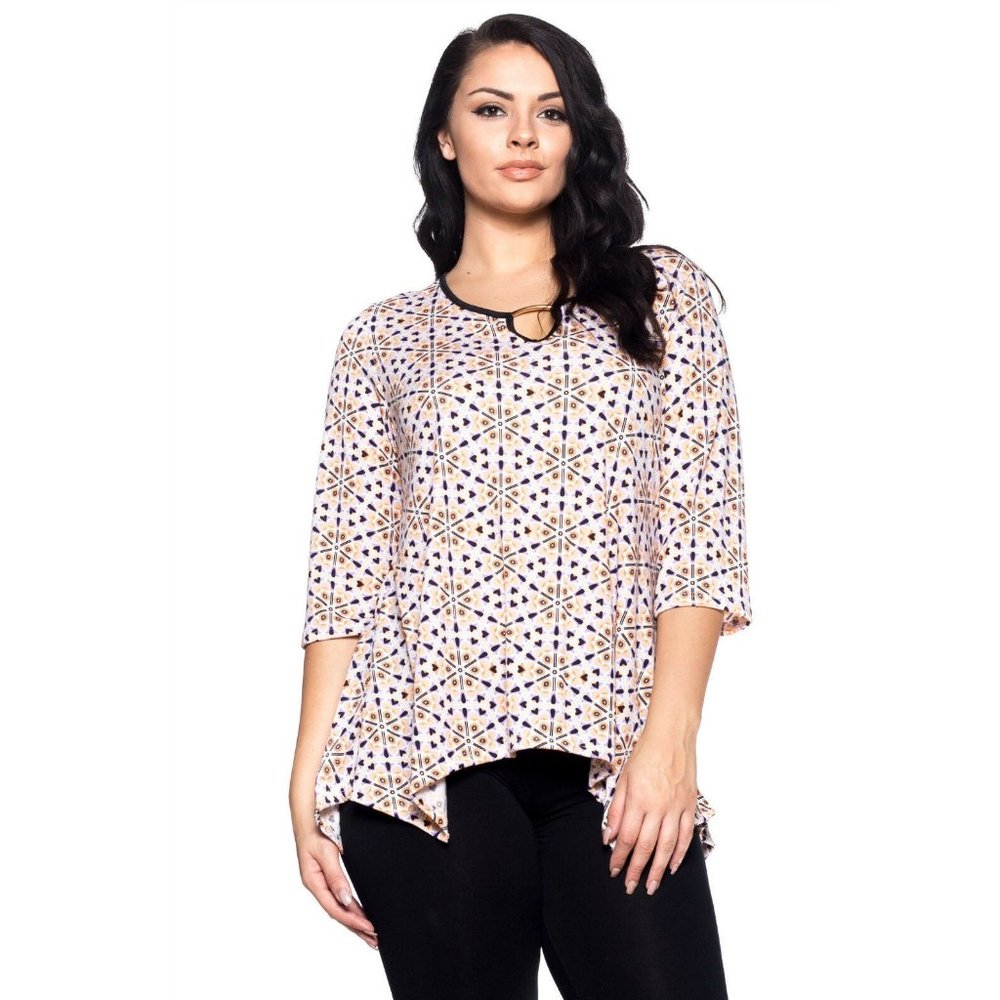 Hot Ginger Ladies Shark Bite Tunic Top Multi Floral Size XL  NWOT